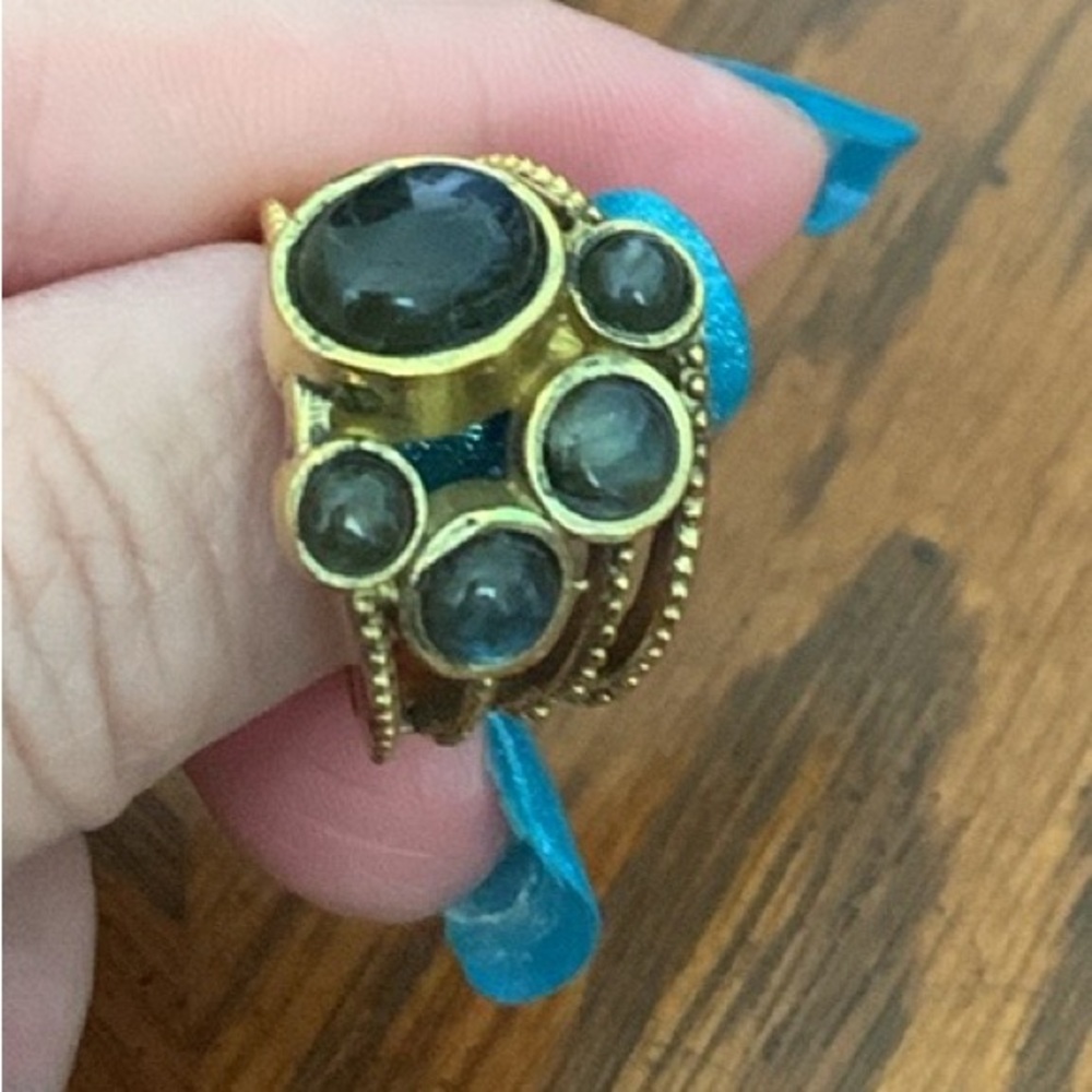 Elegant Gold and Genuine Labradorite Stone Ring